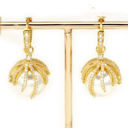 925 White Fritillaria Earrings