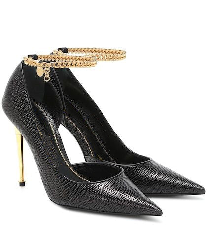 Padlock Gold Heel Pumps