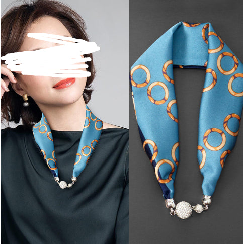Silk Scarf Pearl Necklace