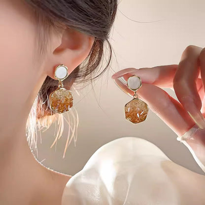 Brown Gradient Crystal Stud Earrings