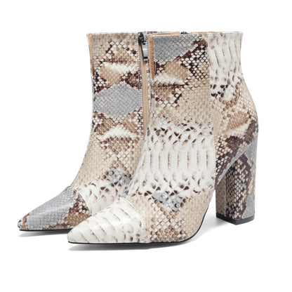 Snakeskin Pattern Short Boots