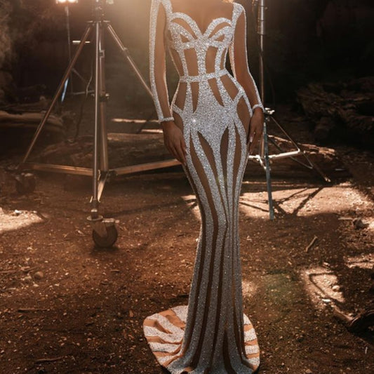 Gold Fishtail Evening Dress