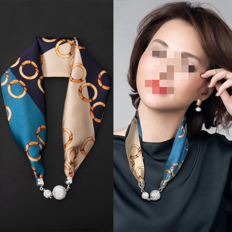 Silk Scarf Pearl Necklace