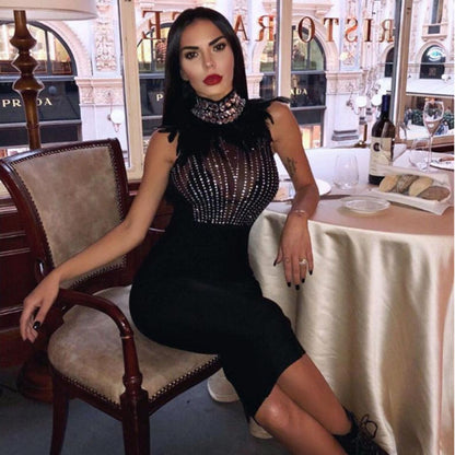 Beaded Bandage Evening Dress