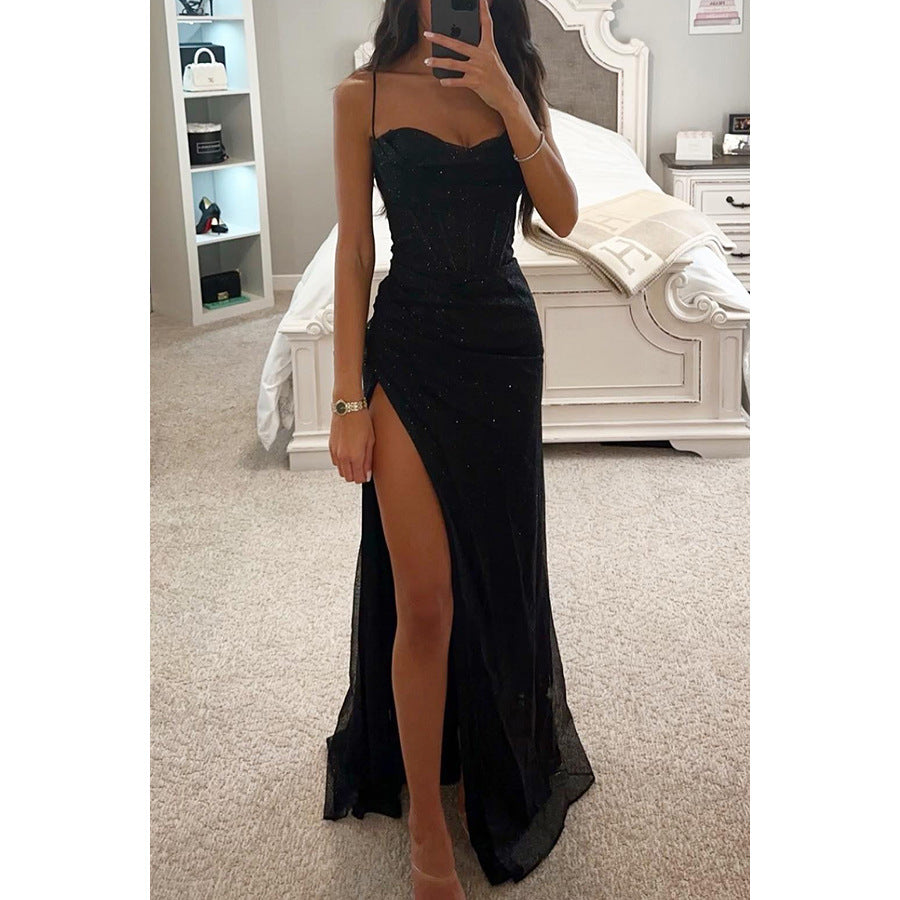 Fashion Evening Party Slim V-neck Long Dresses
