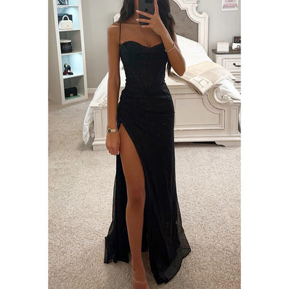 Fashion Evening Party Slim V-neck Long Dresses