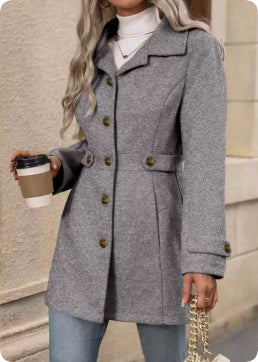 Elegant Single-breasted Woolen Coat