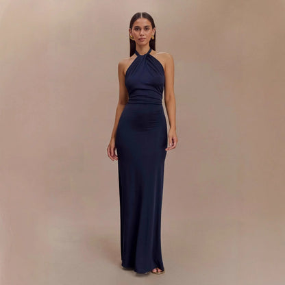 Ins Bodycon Halter Dress Sexy Backless Slim Fit Waist