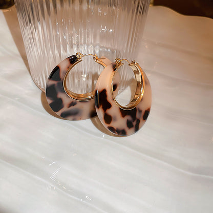 Real Gold Plating Silver Needle Leopard Print Earrings