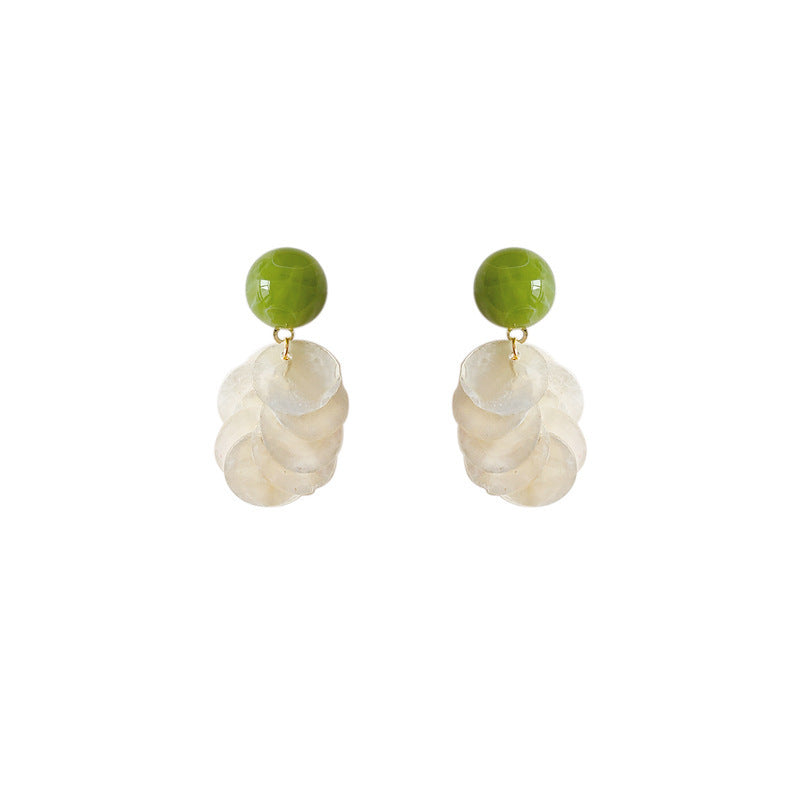 Mori Style Green Vacation Style Shell Earrings