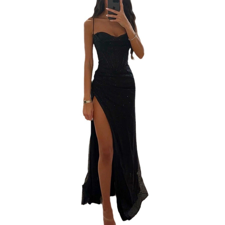 Fashion Evening Party Slim V-neck Long Dresses