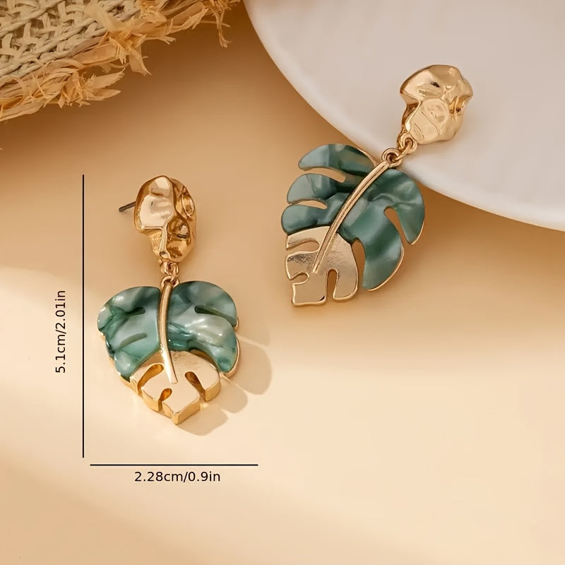 1 Pair Vintage Boho Style Leaf Dangle Earrings