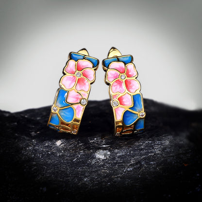 Fashion Enamel Flower Ladies Hug Earrings