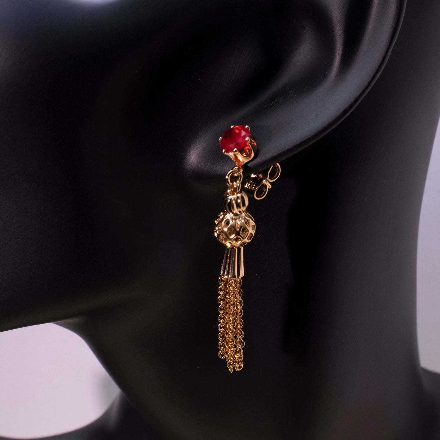 Gold Tassel Diamond Earrings