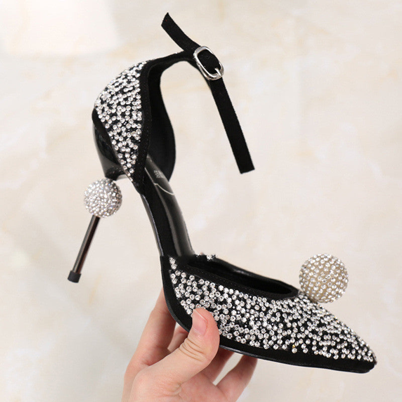 Rhinestone Pointed High Heels