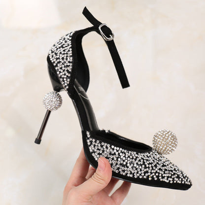 Rhinestone Pointed High Heels