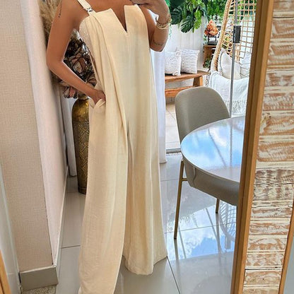 Solid Wide Leg Summer Jumpsuit