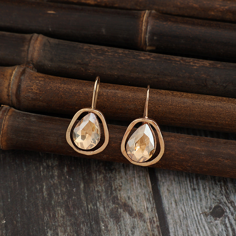 Light-luxury Alloy Earrings With Gemstone