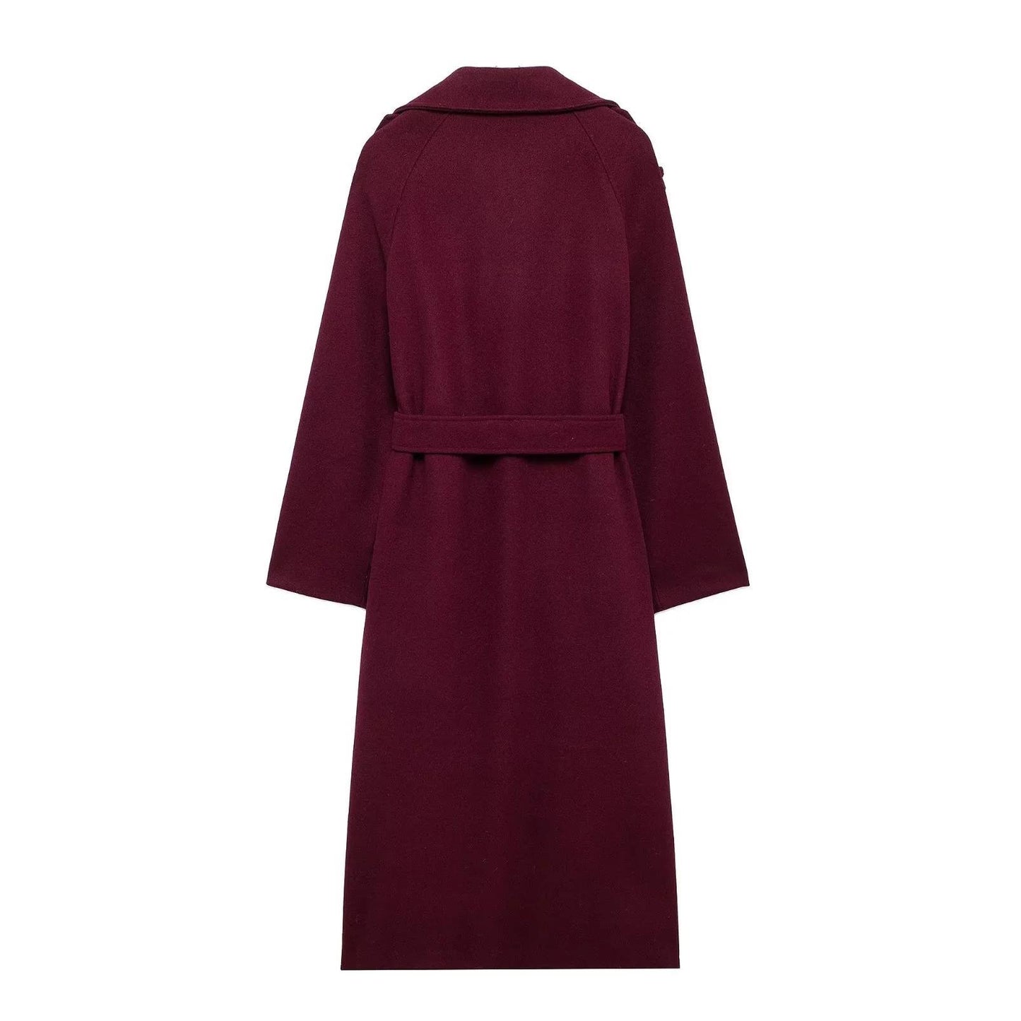 Fashion Lapel Woolen Coat With Belt
