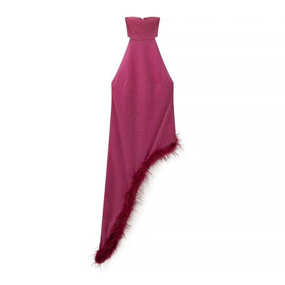 Feather Halter Party Dress