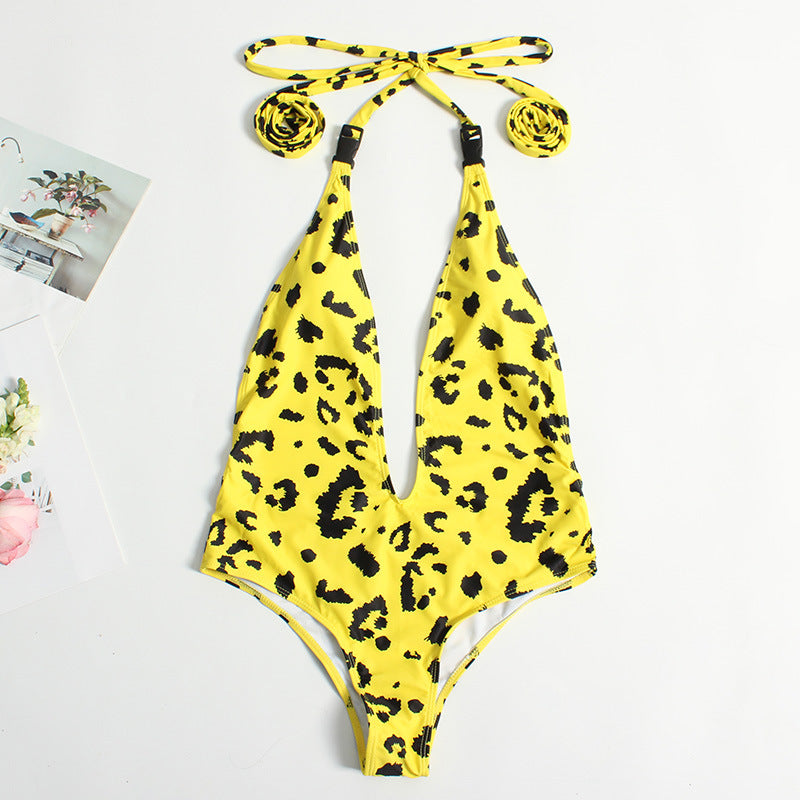 Leopard Buckle One-Piece Swimsuit