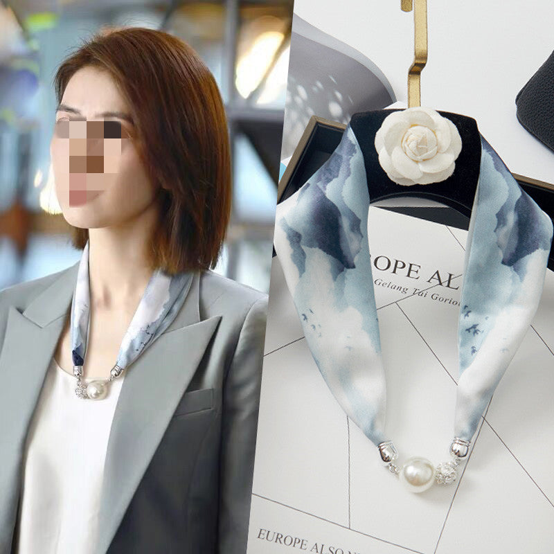 Silk Scarf Pearl Necklace