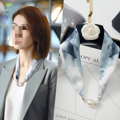Silk Scarf Pearl Necklace