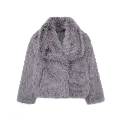 Warm Thicken Fluffy Lapel Jacket Outwear