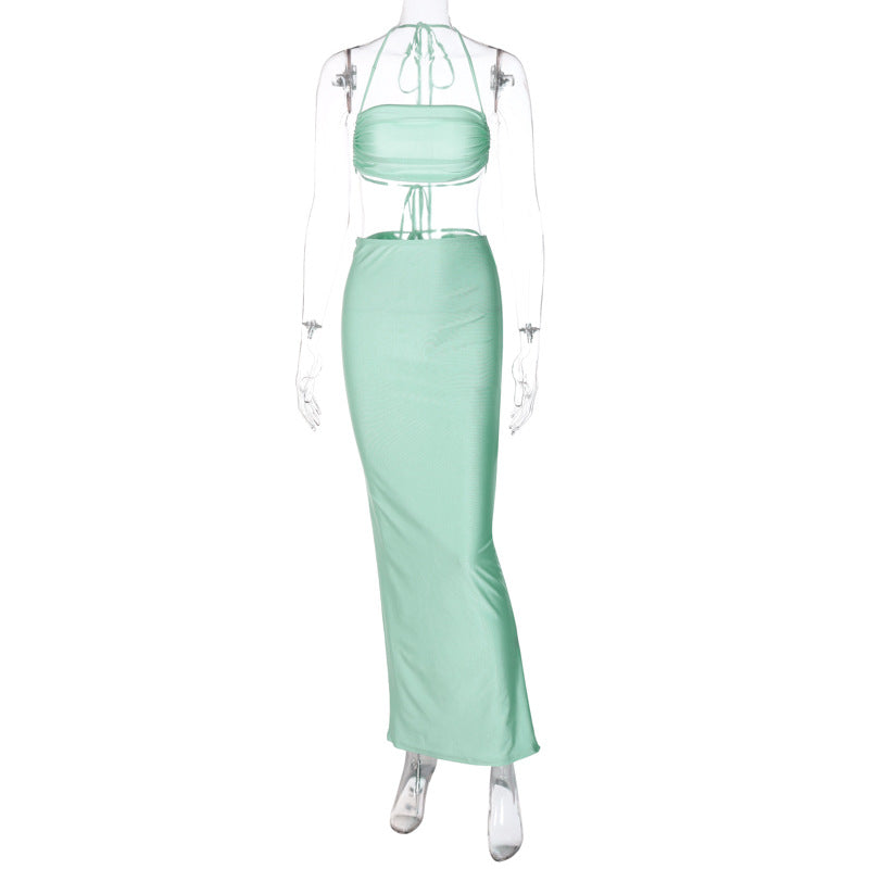 Tube Top Pleated Skirt Set