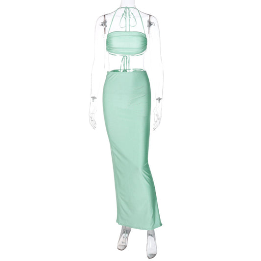 Tube Top Pleated Skirt Set