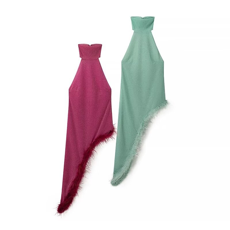 Feather Halter Party Dress