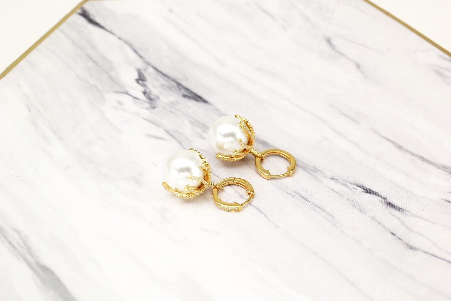 925 White Fritillaria Earrings