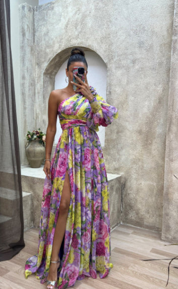 Floral Print Split Maxi Dress
