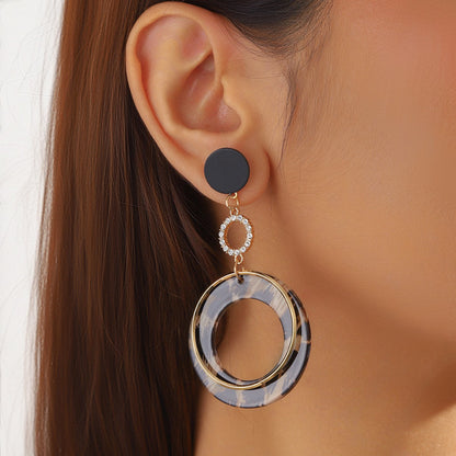 Leopard Print Geometric Earrings Retro