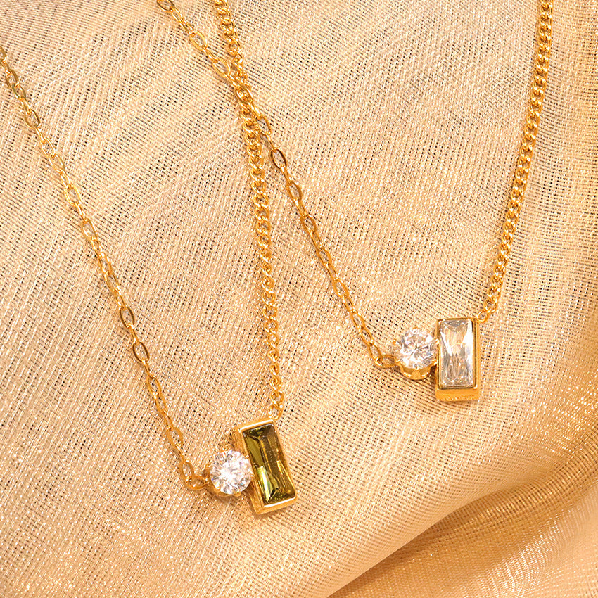 Olive Green Crystal Necklace For Women