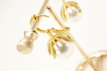 925 White Fritillaria Earrings
