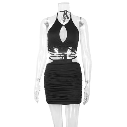 Pleated Two Piece Dress Set