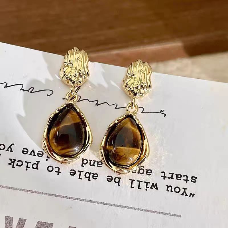 Tiger Eye Stone Retro Earring