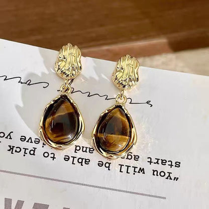 Tiger Eye Stone Retro Earring