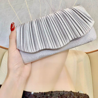 Satin Pleated Evening Clutch