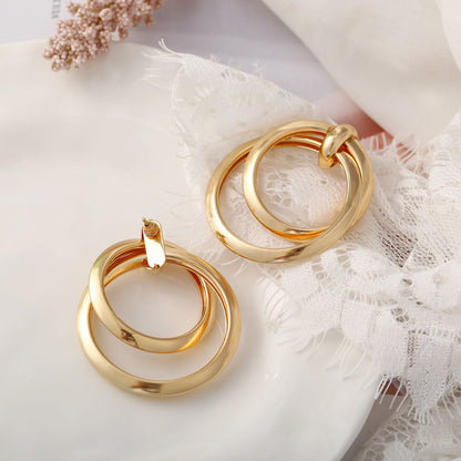 Double Circle Punk Earrings