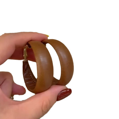 Brown Leather Statement Earrings