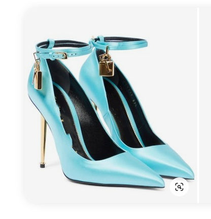 Padlock Gold Heel Pumps