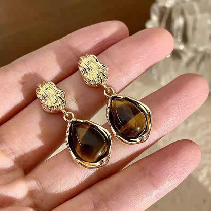 Tiger Eye Stone Retro Earring