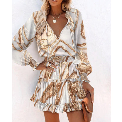 Flowers Print Long Sleeve Dress