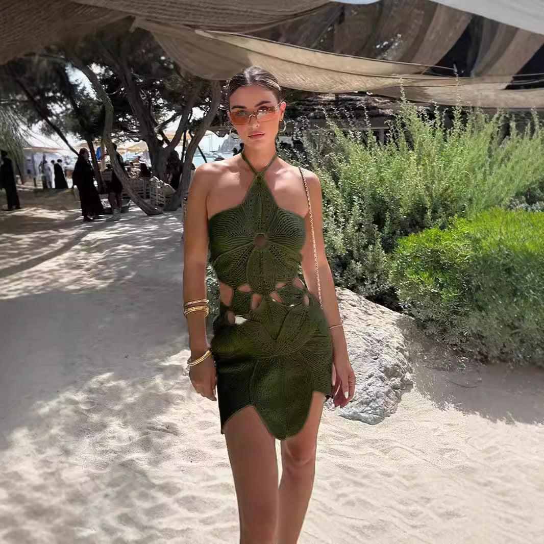 Halter Asymmetric Hollow Dress