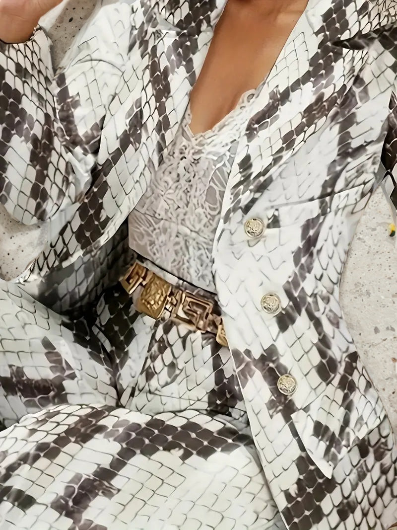 Women's Snake Patterned Suit Pants Two-piece Set