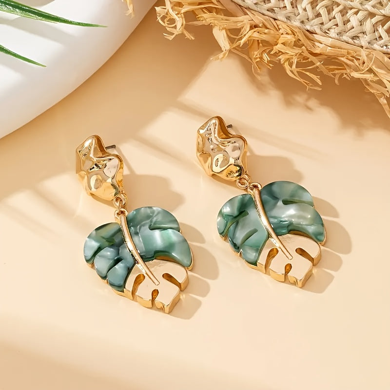 1 Pair Vintage Boho Style Leaf Dangle Earrings