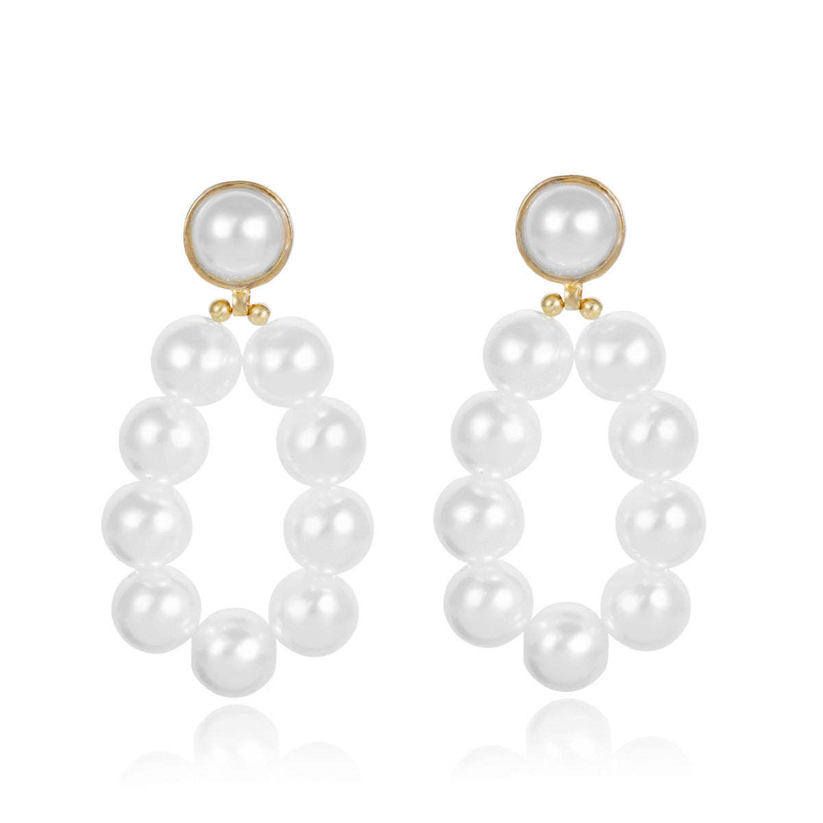 Geometric Pearl Stud Earrings