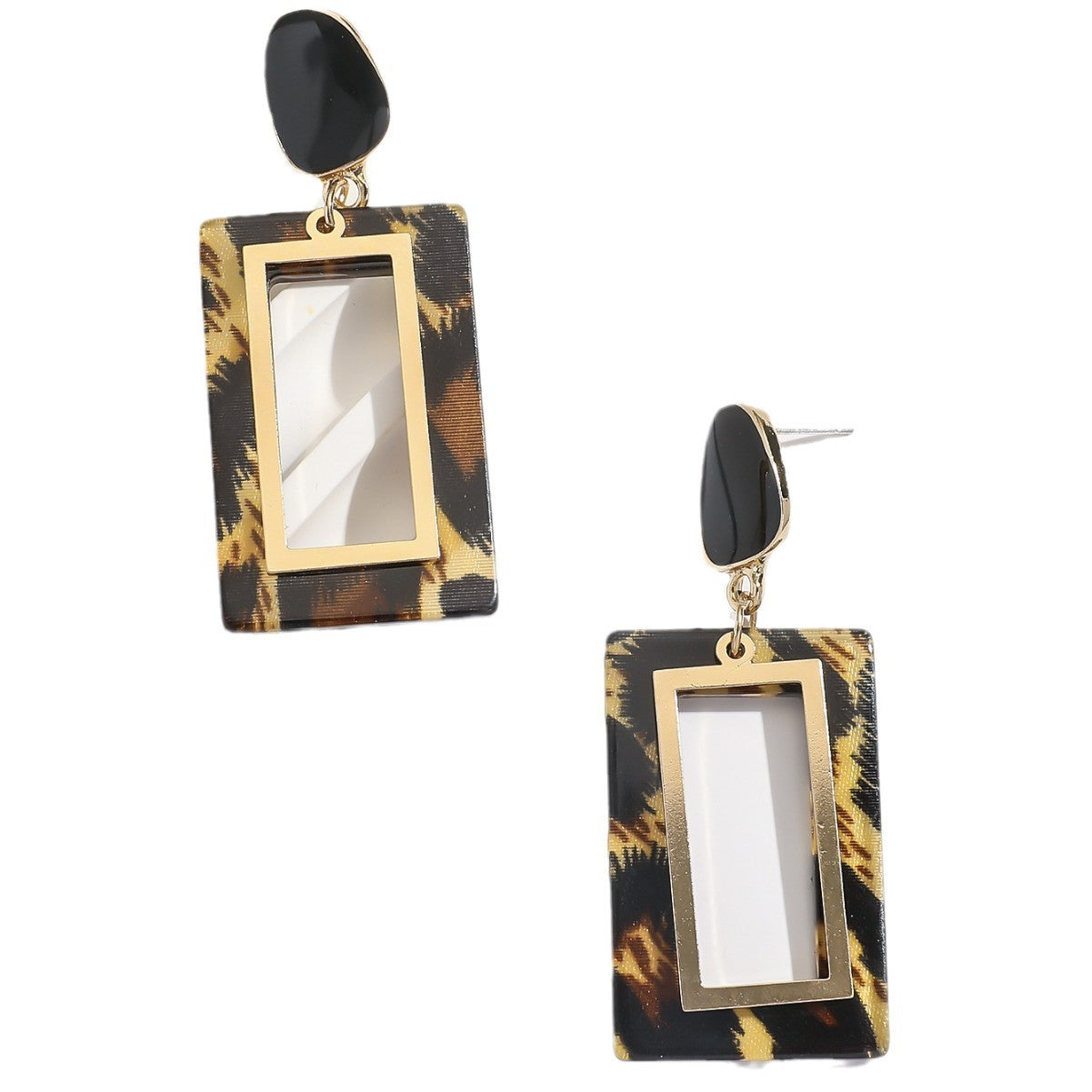 Leopard Print Geometric Earrings Retro
